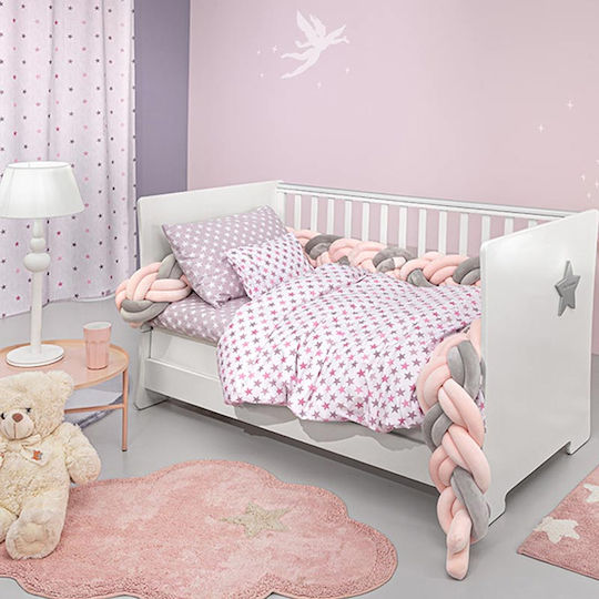 Guy Laroche Baby Sheets Set Crib Cotton Pudra Pink 115x170cm 3pcs
