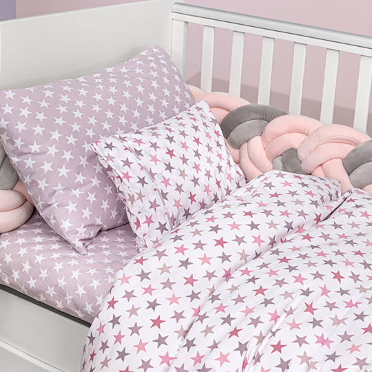 Guy Laroche Baby Sheets Set Crib Cotton Pudra Pink 115x170cm 3pcs