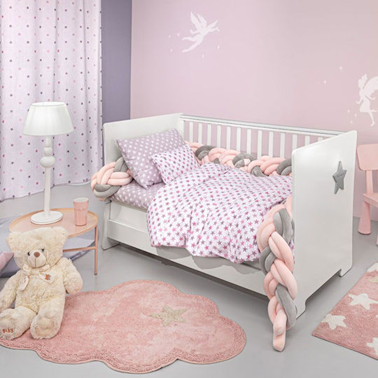 Guy Laroche Baby Sheets Set Crib Cotton Pudra Pink 115x170cm 3pcs