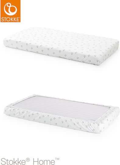 Stokke Bear Baby Sheets Set Cradle Percale Fitted White 70x132cm 2pcs