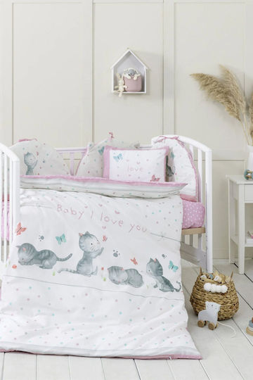 Nima Love Baby Sheets Set Crib Cotton Fitted White 70x140cm 3pcs