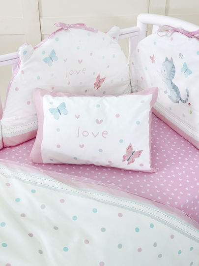 Nima Love Baby Sheets Set Crib Cotton Fitted White 70x140cm 3pcs