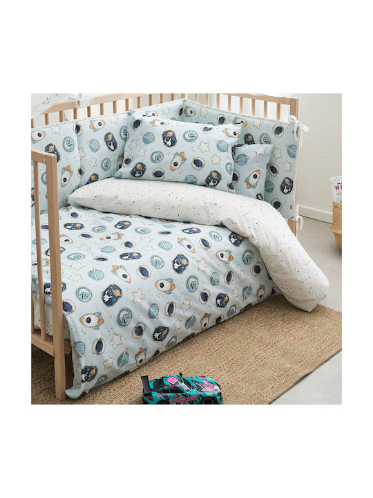 Vesta Home Set Baby Cradle Cotton Sheets Cosmic Light Blue 70x125cm 3 Pieces