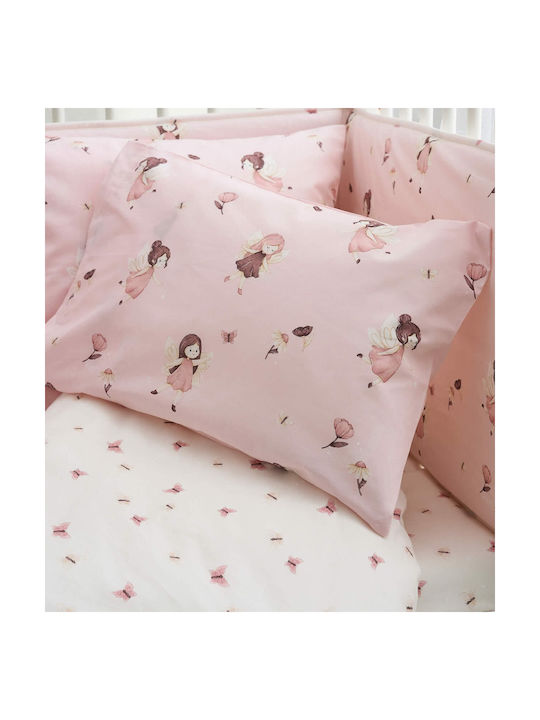 Vesta Home Set Baby Crib Cotton Sheets Fairy Pink 120x165cm 3 Pieces