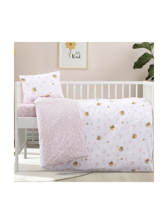 Kocoon Set Baby Bettlaken Für Krippe Baumwolle Rosa 120x160cm 3Stück