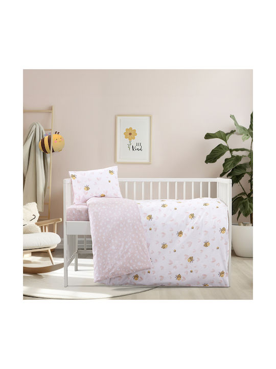 Kocoon Set Baby Bettlaken Für Krippe Baumwolle Rosa 120x160cm 3Stück
