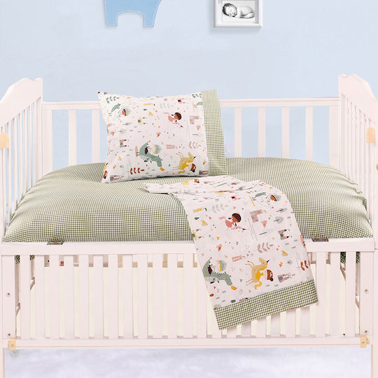 Beauty Home Art 5175 Baby Sheets Set Crib Cotton Satin Fitted Multicolored 70x140cm