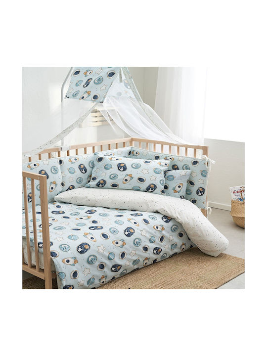 Vesta Home Baby Sheets Crib Cotton Cosmic Light Blue 120x165cm 3 Pieces