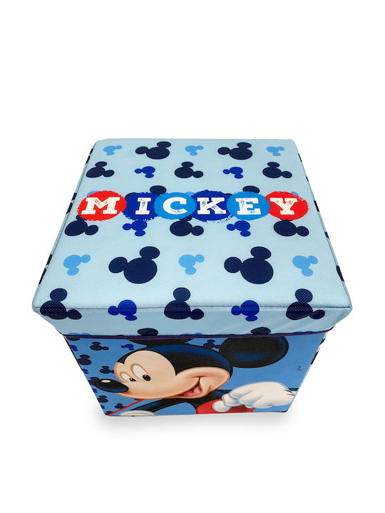 Disney Children's Stool with Storage Space made of Fabric Mickey Light Blue 30x30x30cm 1pcs