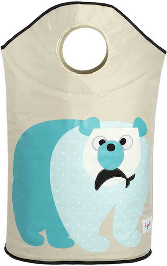 3 Sprouts Children's Laundry Basket made of Fabric Polar Bear Turquoise 50x29x57cm 1pcs