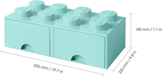 LEGO Children's Storage Box made of Plastic 8 Knobs Turquoise 50x25x17cm 1pcs