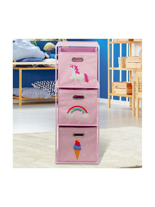 Koopman Spielzeug Aufbewahrungssystem aus Stoff Rosa 35x35x102cm 1Stück