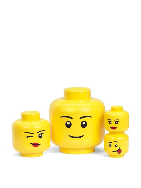 LEGO Παιδικό Κουτί Αποθήκευσης από Πλαστικό Head Κίτρινο 16x16x18cm