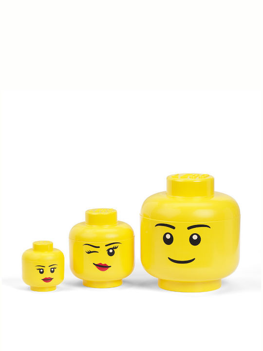 LEGO Παιδικό Κουτί Αποθήκευσης από Πλαστικό Head Κίτρινο 24x24x27cm