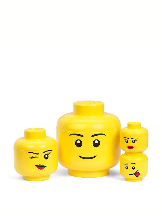 LEGO Παιδικό Κουτί Αποθήκευσης από Πλαστικό Head Κίτρινο 24x24x27cm