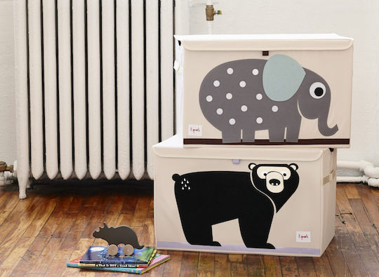 3 Sprouts din Țesătură Bear Negru 61x37x38cm 1buc