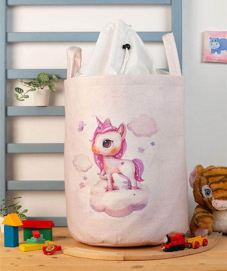 Dimcol Kinder Aufbewahrungskorb aus Stoff Rosa 45x30x50cm 1Stück