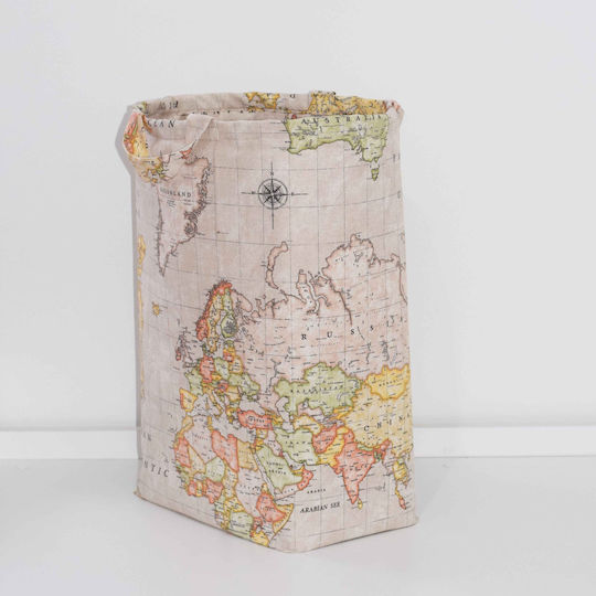 Decocraft Kinder Aufbewahrungssack Faltbar aus Stoff Woldmap Beige 50x20x55cm 1Stück