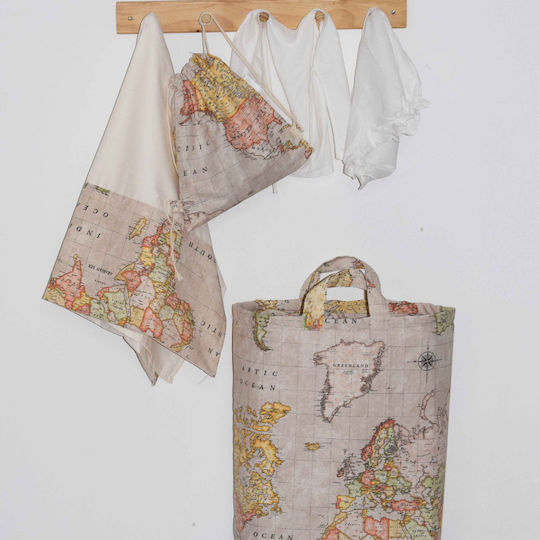 Decocraft Kinder Aufbewahrungssack Faltbar aus Stoff Woldmap Beige 50x20x55cm 1Stück