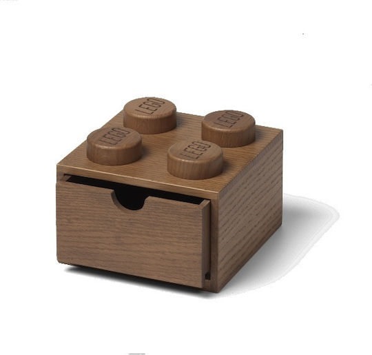 LEGO Παιδικό Κουτί Αποθήκευσης από Ξύλο Brick Καφέ 2x11cm