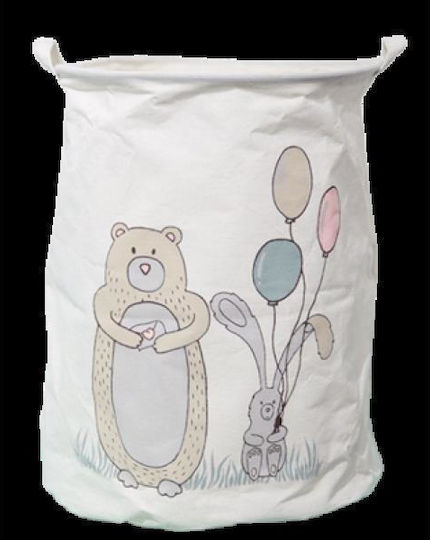 ecarla Детска кошница за съхранение Bear Party Бял 1бр