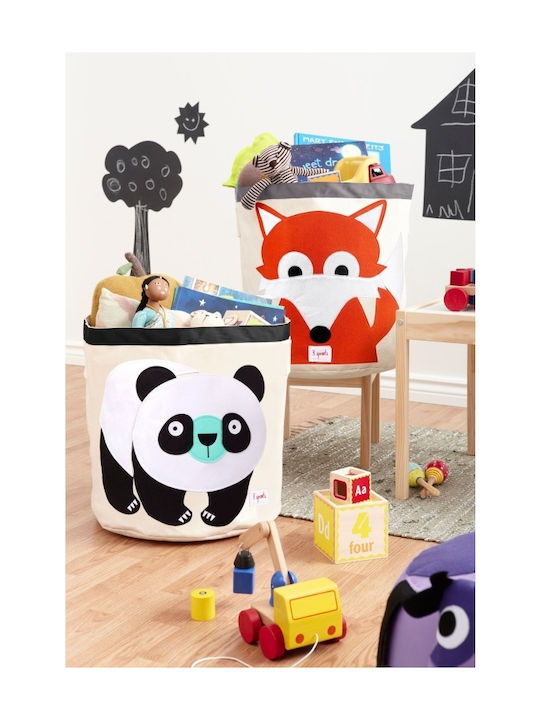 3 Sprouts Children's Storage Basket made of Fabric Panda Beige 43x43x45cm 1pcs