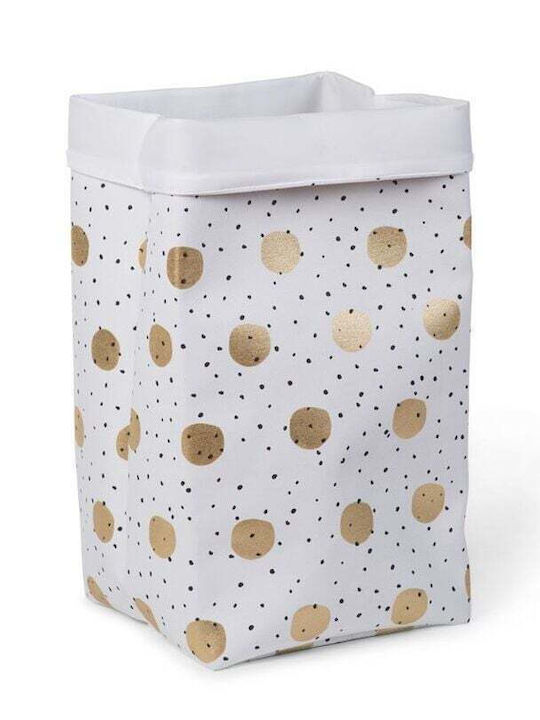 Childhome Children's Laundry Basket made of Fabric Canvas Gold Dots White 32x32x32cm 1pcs