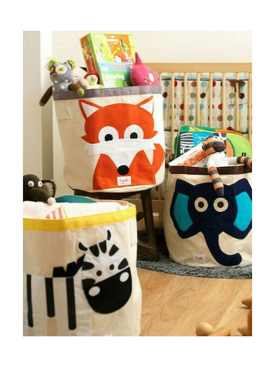3 Sprouts Children's Storage Basket made of Fabric Elephant Fuchsia 43x43x45cm 1pcs