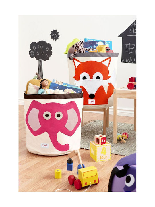 3 Sprouts Children's Storage Basket made of Fabric Elephant Fuchsia 43x43x45cm 1pcs