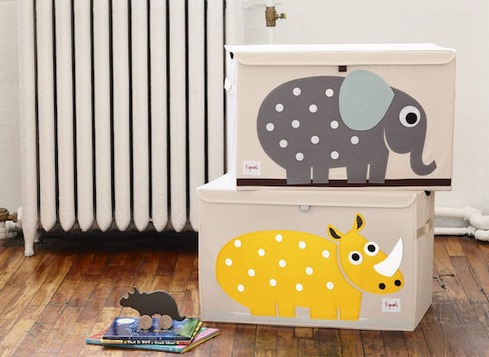3 Sprouts Children's Folding Storage Box made of Fabric Rhino Yellow 61x37x38cm 1pcs