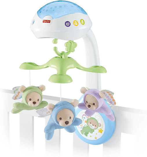 Fisher Price Mobile for Cot with Music and Rotation Teddy bears for 0++ Months