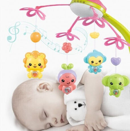 Lazarid Pendant Toy for Cot with Music, Rotation, and Projector for 0++ Months