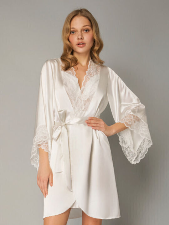 Νυφικό Σετ Σατέν Babydoll Ρόμπα Ιβουάρ Milena By Paris Set4178_5352-ιβουάρ