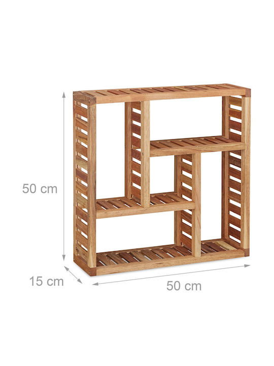 Relaxdays An der Wand montiert Badezimmerregal 50x50x15cm Braun