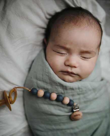 Mushie Falling Stars Muslin Swaddle Wrap Beige 120x120cm.