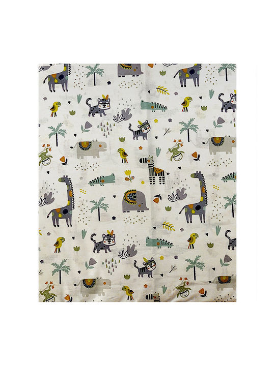 Dimcol Zoo Cotton Swaddle Wrap White-Grey White 80x80cm.