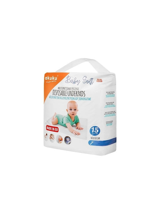 Akuku Waterproof Changing Pads White White 40x60cm. 15pcs