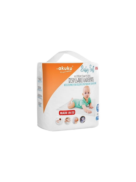 Akuku Waterproof Changing Pads White White 40x60cm. 15pcs