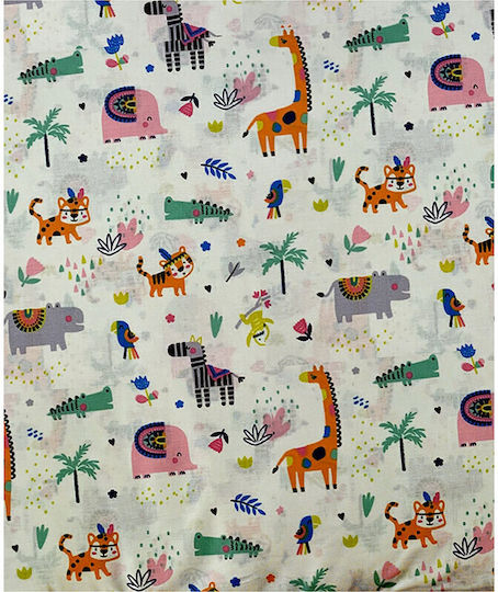 Dimcol Zoo Πάνα Αγκαλιάς Χασέ White 80x80εκ.