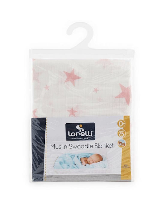Lorelli Stars Pânză de Înfășat din Muselină Roz 80x80εκ.