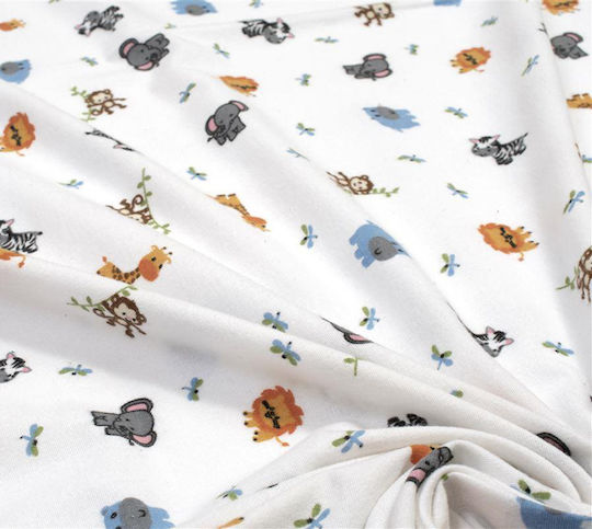 Dimcol Zoo Flanell-Wickeltuch White Mehrfarbig 80x80cm.