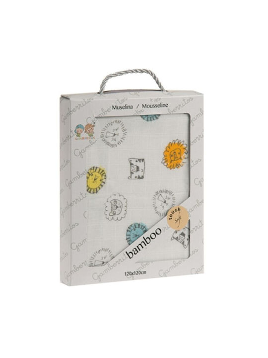 Gamberritos Kids Animals Πάνα Αγκαλιάς από Μουσελίνα Λευκό 120x120εκ.