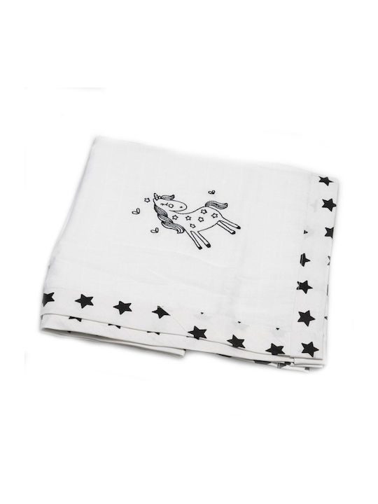 abo Cookie Cotton Swaddle Wrap White 90x90cm.