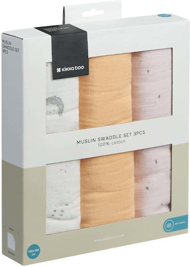 Kikka Boo Swaddle Blanket 100x100cm 3 Pieces