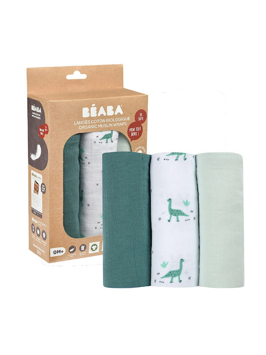 Beaba Jurassique Prosoape Pentru Eructație Și Învelișuri Pentru Înfășat Din Muselină Multicolore 70x70cm 3 Bucăți