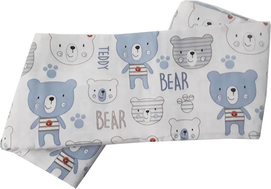 Kikka Boo Bear Muslin Swaddle Wrap Blue 120x120cm.