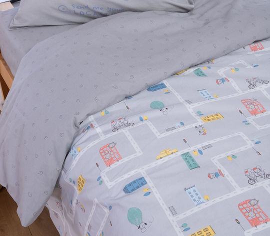 Nef-Nef Homeware Σετ Μονά Velocity Grey Γκρι 170x260cm Nef-Nef Homeware Σετ Μονά Velocity Grey Γκρι 170x260cm