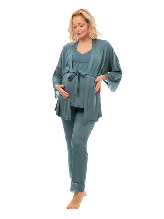 Angel's Secret Maternity Pajama Set & Nursing in Green color