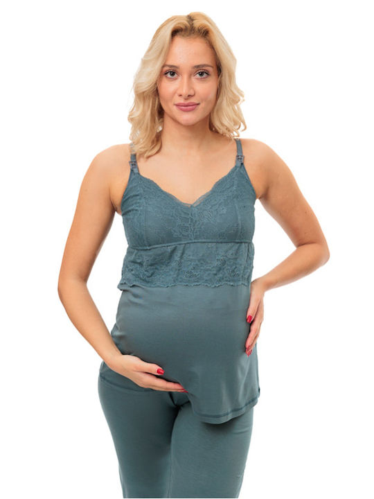 Angel's Secret Maternity Pajama Set & Nursing in Green color