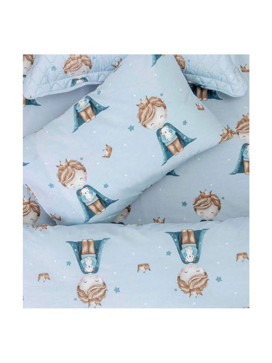 Borea Σετ Σεντόνια Μονά Βαμβακερά Little King Πετρόλ 160x250cm 3τμχ